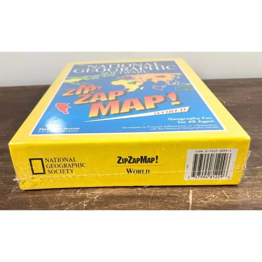 National Geographic Software Zip Zap Map! World Macintosh Mac 1994 New Sealed